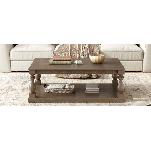 Vintage Pine Veneer Coffee Table Vase Legs Artistic Center Table
