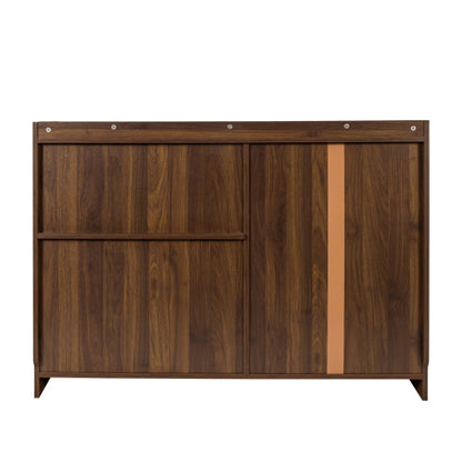 Double Sliding Striped Glass Door Sideboard Wooden Freestanding Storage Cabinet Wine Cabinet For Home Garage Use