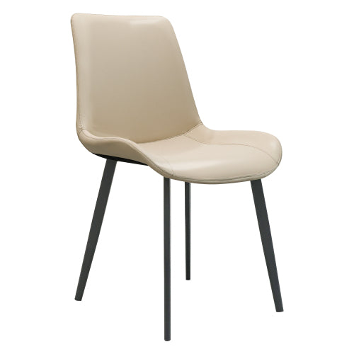 Set of 2 Beige Suede-Style PU Dining Chairs, Reinforced Metal Leg Modern Upholstered Side Chairs