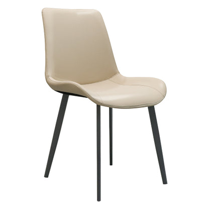 Set of 2 Beige Suede-Style PU Dining Chairs, Reinforced Metal Leg Modern Upholstered Side Chairs