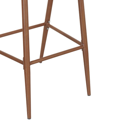 Outdoor 30.25" Seat Height Aluminum Frame Barstools with PE Rattan Scallop-shaped Backrest, Set of 2, Teak Finish