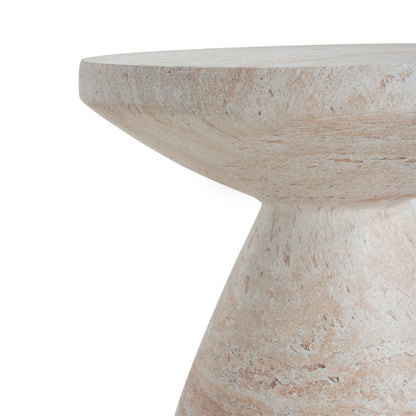 Outdoor/Indoor Lightweight Concrete Side Table,Travertine Finish