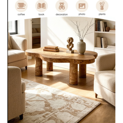 40inch  Burl Wood Cloud Coffee Table, Natural
