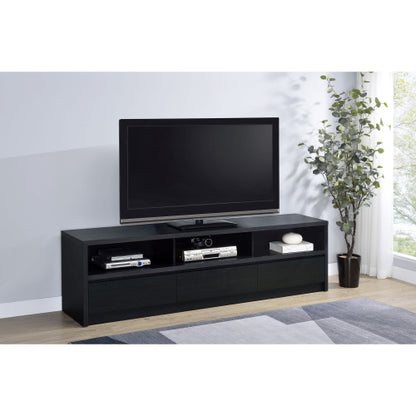 Black 78 inch TV Stand with 3 Drawers, Open Shelves & Cable Management