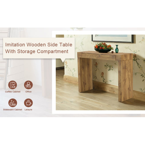 Elegant Natural Wood Grain Bar Table-50 Inches Long, a Practical Choice for Modern Homes.Wood Grain Texture Sticker,Equipped With Two Drawers.Serving As A Bar Table Or A Desk.