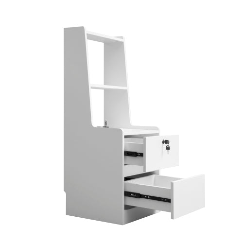 White 2 Pack Smart Nightstand, Voice Control Night Light & Charging Station with Lockable Cabinet
