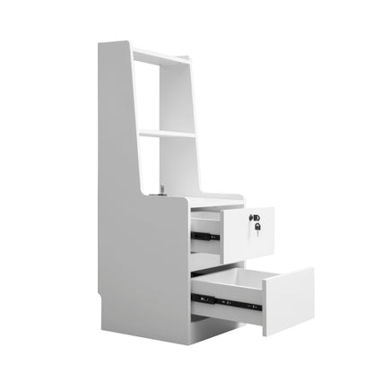 White 2 Pack Smart Nightstand, Voice Control Night Light & Charging Station with Lockable Cabinet