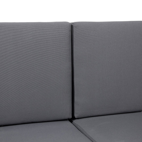 Acacia Wood Outdoor Loveseat and Coffee Table Set with Cushions, Dark Gray