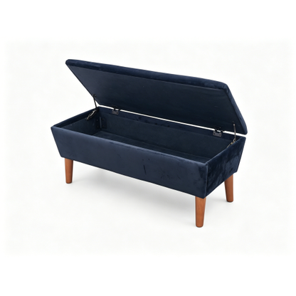 42 inch Linen Ottoman Bench with Wood Legs, Modern Entryway Seat