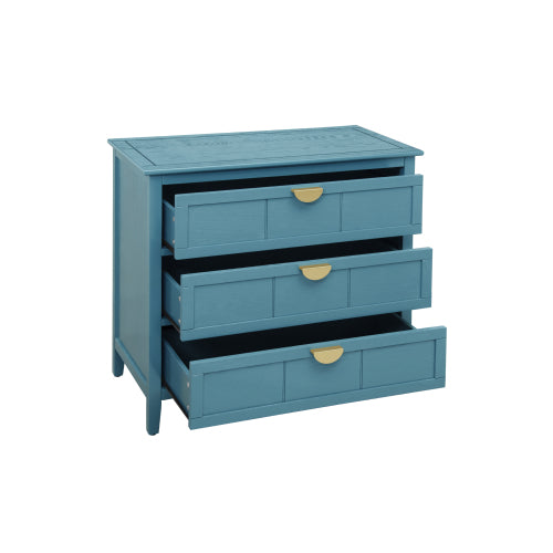American Style 3-Drawer Storage Cabinet Anti-Tip Design Non-Slip Foot Pad Household Bedroom Study Wooden Chest Cabinet