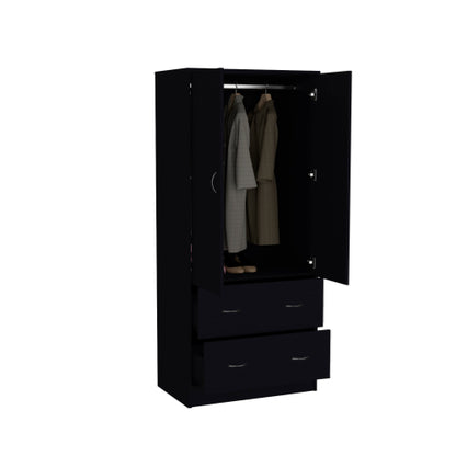 2-Doors 2-Drawers Armoire Black