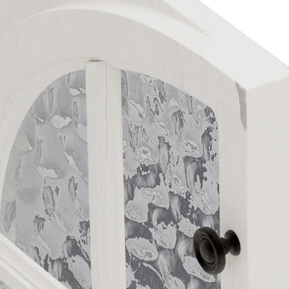 31" Farmhouse Bathroom Vanity with Ceramic Sink, Faux Aged Finish, Vintage Rustic Bathroom Cabinet with Bronze Pulls and 2 Soft-Closing Doors, Antique White