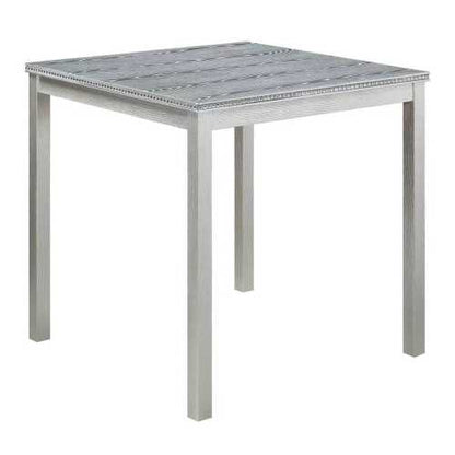 Square Counter Height Table with Crystal Inlay, Silver Grey