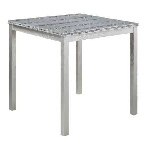 Square Counter Height Table with Crystal Inlay, Silver Grey