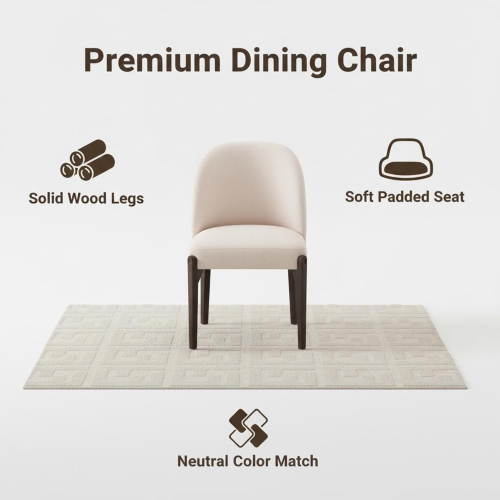 Wooden Dining Chairs Set of 2, Modern Fabric Upholstered Dining Room Chair Kitchen Chairs, Farmhouse Dinner Chair for Kitchen Dining Room