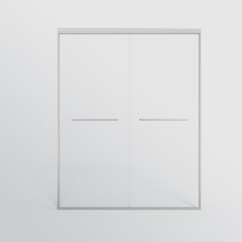 56-60 in. W x 72 in. H Double Sliding Shower Door, Semi-frameless Bypass Bathroom Sliding Door with 1/4" (6mm) Tempered Glass for Walk-in Shower, Brushed Nickel 24D03-60BNX