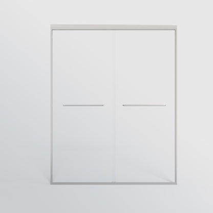 56-60 in. W x 72 in. H Double Sliding Shower Door, Semi-frameless Bypass Bathroom Sliding Door with 1/4" (6mm) Tempered Glass for Walk-in Shower, Brushed Nickel 24D03-60BNX
