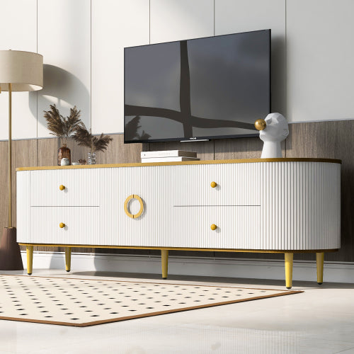 Modern 71 inch TV Stand with 4 Drawers, Cabinet and Cable Management