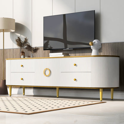 Modern 71 inch TV Stand with 4 Drawers, Cabinet and Cable Management