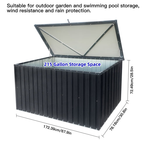 Outdoor Metal Storage Box Large Capacity Waterproof Roof Lockable Doors Garden Patio Tool Box