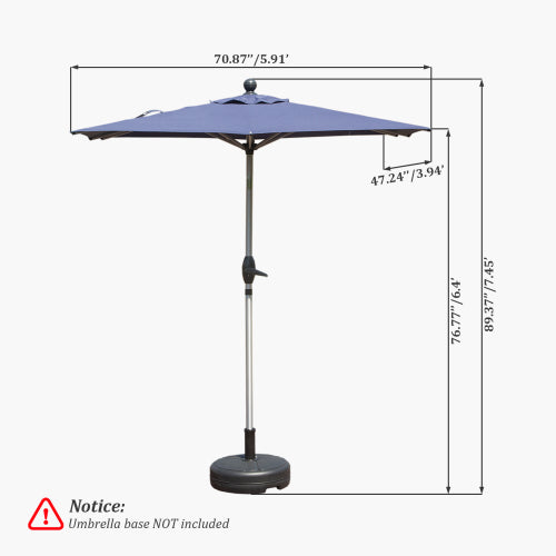 Rectangle Patio Umbrella with Crank Lift and Tilt Function, Navy Blue (Base not included)