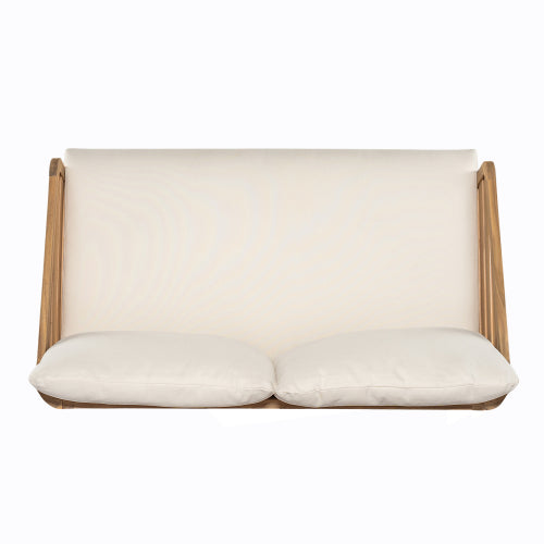 Royal Acacia Wood Loveseat and Coffee Table Set, Beige