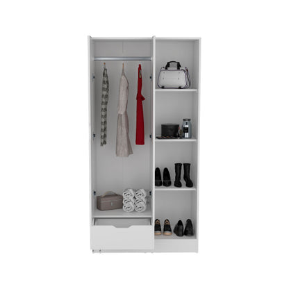 Armoire with 4-Tier Storage Shelves and 1 Drawer White