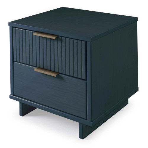 Midnight Blue Solid Wood Glam Nightstand