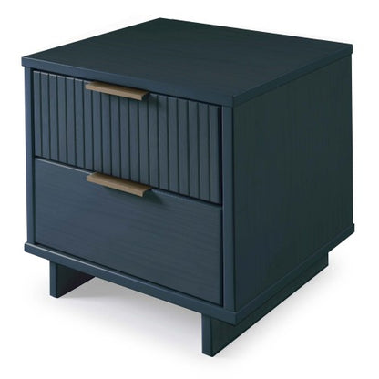 Midnight Blue Solid Wood Glam Nightstand