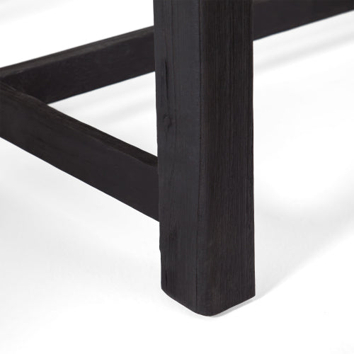Outdoor Acacia Wood Bench, Sandblast Gray Finish and Black