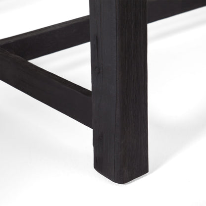 Outdoor Acacia Wood Bench, Sandblast Gray Finish and Black