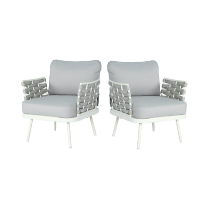 Mariano Steel Club Chair Set of 2, Off White+Grey