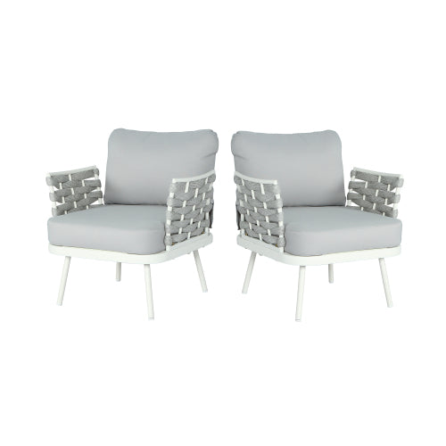Mariano Steel Club Chair Set of 2, Off White+Grey