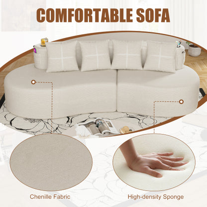 Half-Moon Curved Compressed Modular 3-Seater Sofa for Living-Room & Apartment