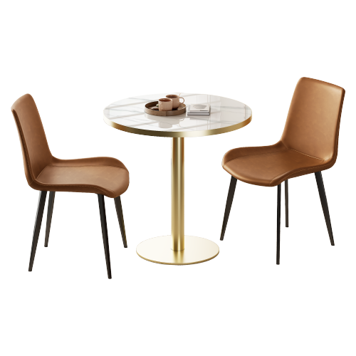 Round Modern Dinning Table 31.5 inches Bistro Table Tulip Table with Faux Marble top,Easy Assemble,Sturdy Metal Frame Diameter