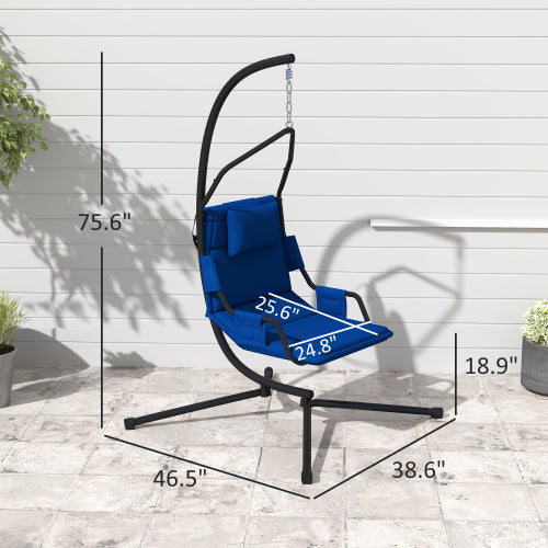 Hanging Swing Chair with Steel Frame,Hammock Chair with Stand andCoating Cushion,for Indoor and Outdoor
