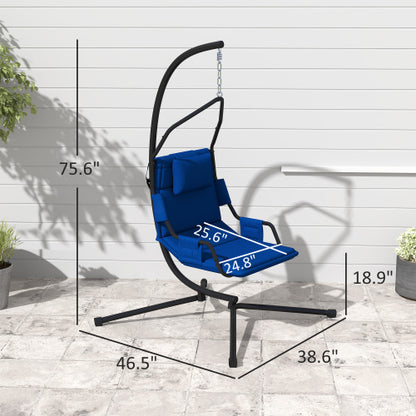 Hanging Swing Chair with Steel Frame,Hammock Chair with Stand andCoating Cushion,for Indoor and Outdoor