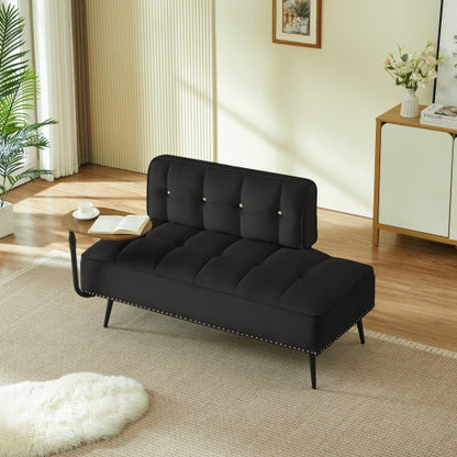 54-Inch Modern 2-Seater Velvet Loveseat Sofa with 360 degree  Rotating Side Table Space-Saving