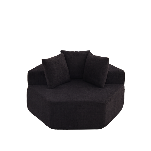 54 inch  Hexagonal Modular Chenille Lounge Chair, Compressed Shipping, 3 Pillows