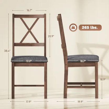 Set of 2 Dining Chairs Gray Linen Upholstered X-Back Kitchen Chair