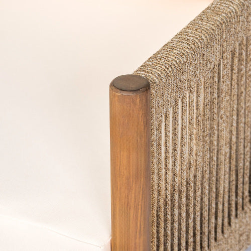 Modern Outdoor Woven Lounge Chair with Solid Wood Frame and Comfortable Polyester Cushions, Perfect for Patio, Garden, or Balcony