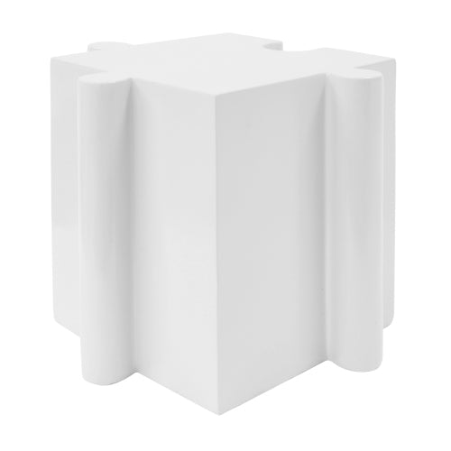 Puzzle Art Side Table, Modular Convex Edge MGO Table - Buy Singles or Combine for Custom Layouts, Indoor & Outdoor,White Color