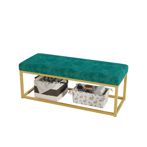 Storage Bench for Entryway, Bench with Steel Frame,, Synthetic Leather, Living Dining Room, Mid-Century Modern, Loads 600 lb