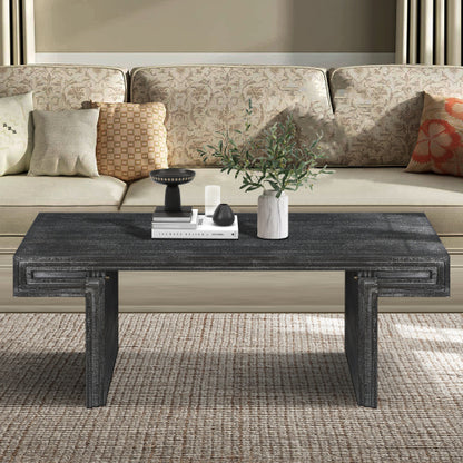 48 Inch Double-Tier Vintage Industrial Table, Antique Black