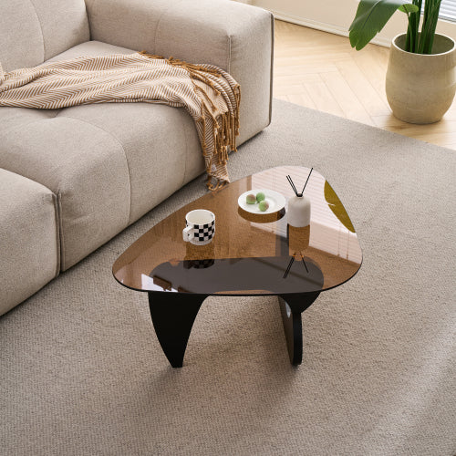 Small Farmhouse Glass Coffee Table, Black