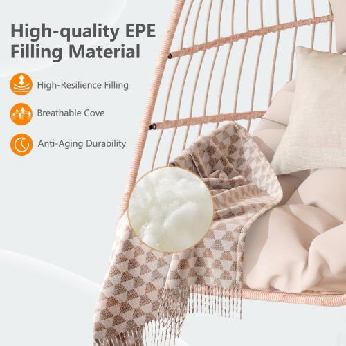 Outdoor garden rattan egg swing chair hanging chair PE hanging chair WHITE