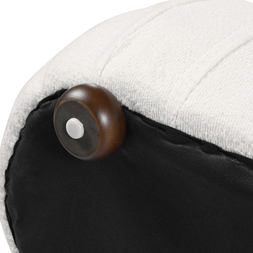 Oval Boucle Upholstered Ottoman with Rubberwood Legs, 300+ LBS Vintage Multifunctional Footrest Stool
