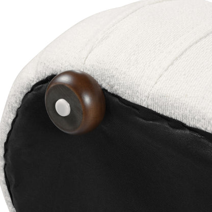 Oval Boucle Upholstered Ottoman with Rubberwood Legs, 300+ LBS Vintage Multifunctional Footrest Stool