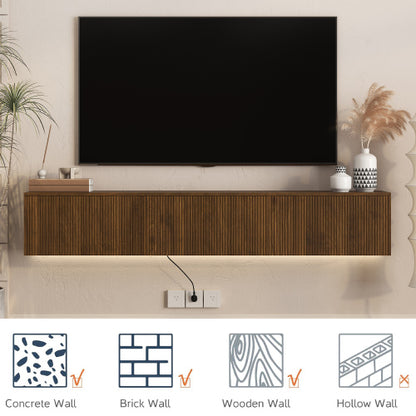 69 Inch Floating Wall TV Cabinet with 16 RGB LED Lights Long Power Cord for 55-65 Inch Televisions