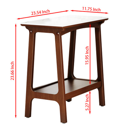 Retro Reddish Brown Slim Slate Side Table Nightstand